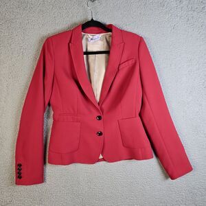 Banana Republic Red Cropped Blazer Small Tailored Statement Trendy Power Jacket